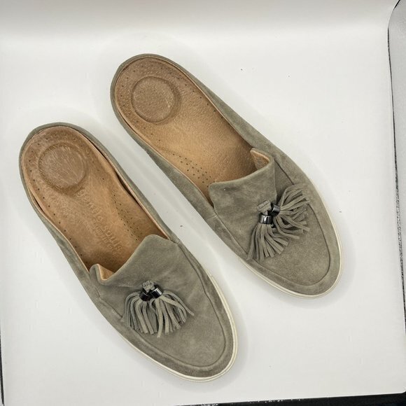 Gentle Souls By Kenneth Cole Rory Tassel Gray Suede Mule Loafer Size 9M - Picture 2 of 7